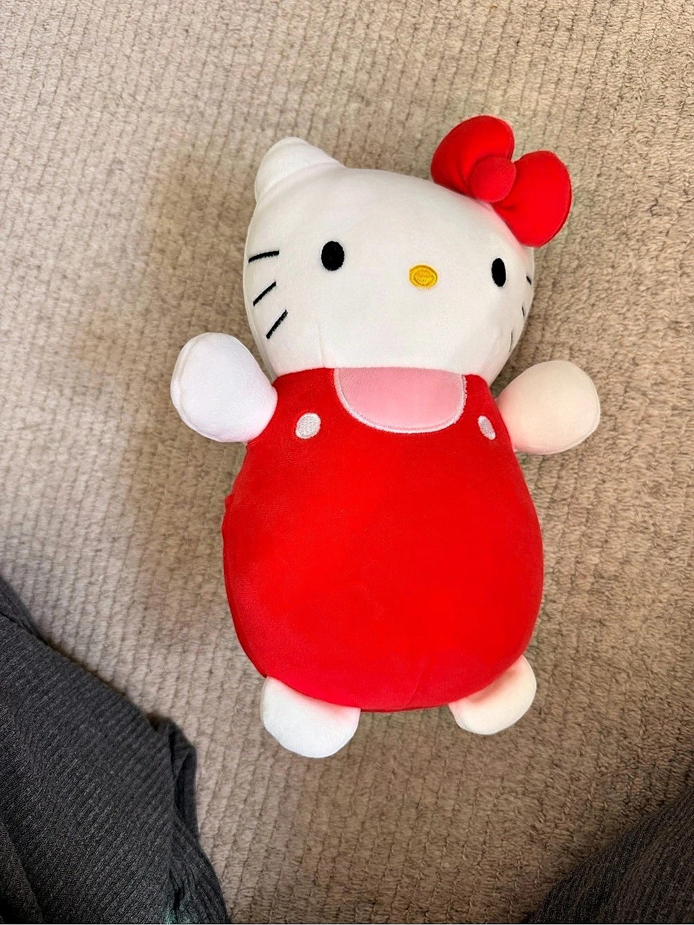 Squishmallows Hello Kitty in Red Overalls Plush Red & White
